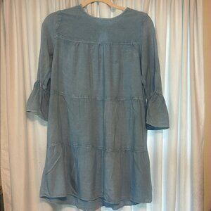 Chic Denim Blue Long Sleeve Dress